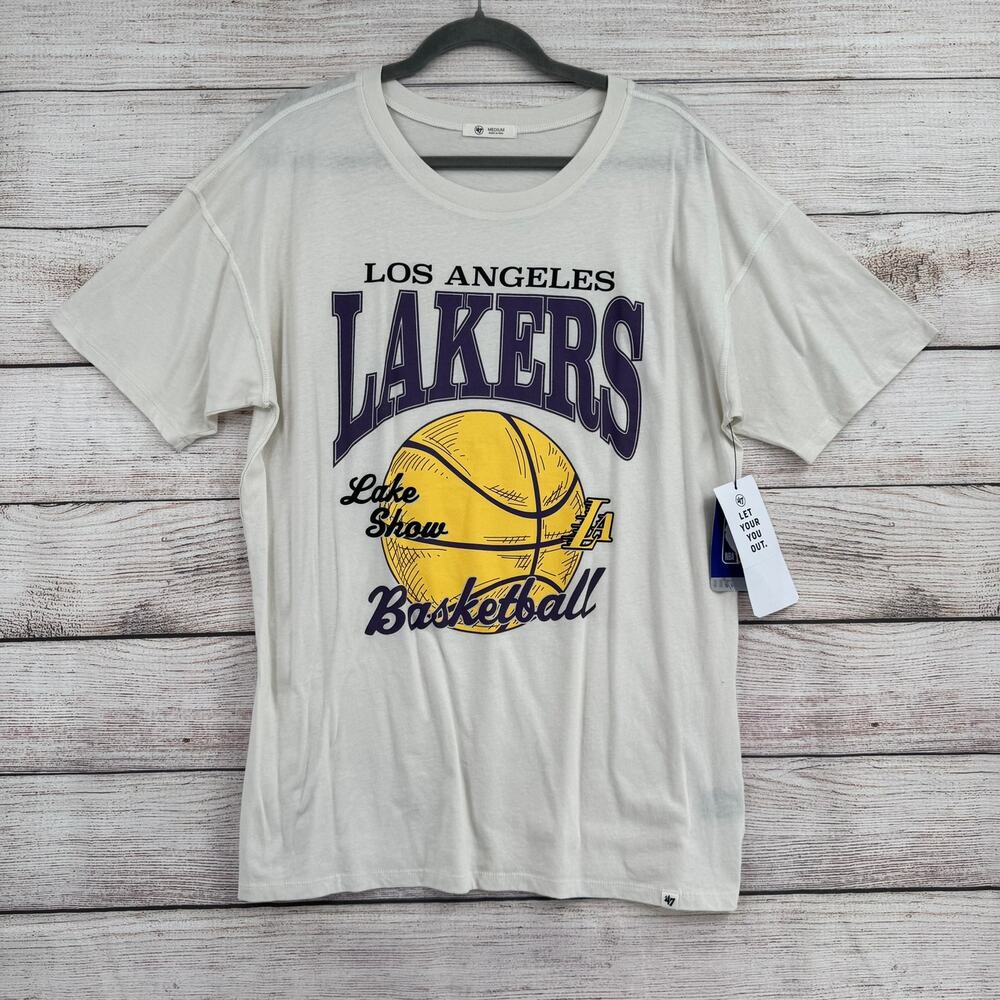 47 Brand Los Angeles Lakers Lake Show‎ T-Shirt Mens Medium White NEW